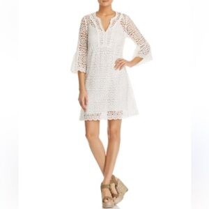 Kate Spade White Lace Long Bell Sleeve Dress PTP 18in